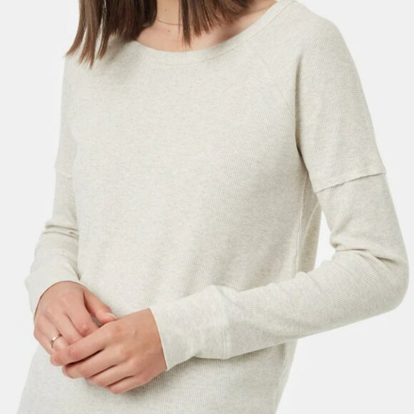 Tentree TreeWaffle Crew Longsleeve White Heather M - Picture 9 of 12